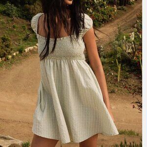 Free People Daphne Novelty Plaid Mini Dress Small Cross tie up back